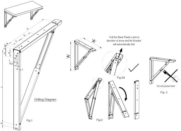 DHAKAD Premium Heavy Duty Folding Table Bracket / Folding Shelf Bracket Table Bracket - Image 4