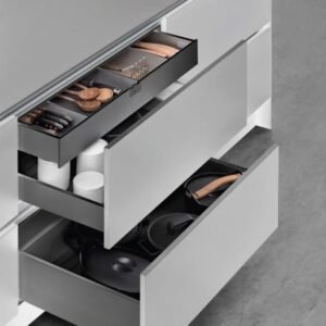Soft Close Slim Tandem Drawer Box for Kitchen with Single Gallery, innotech Basket for Modular Kitchen/Metal Drawer System with Load Capacity Upto 45 Kg (Depth 500mm)